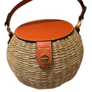 Kate Spade ♠️ New York Darby Basket wicker Purse bag Orange/tan 2005 Price Firm